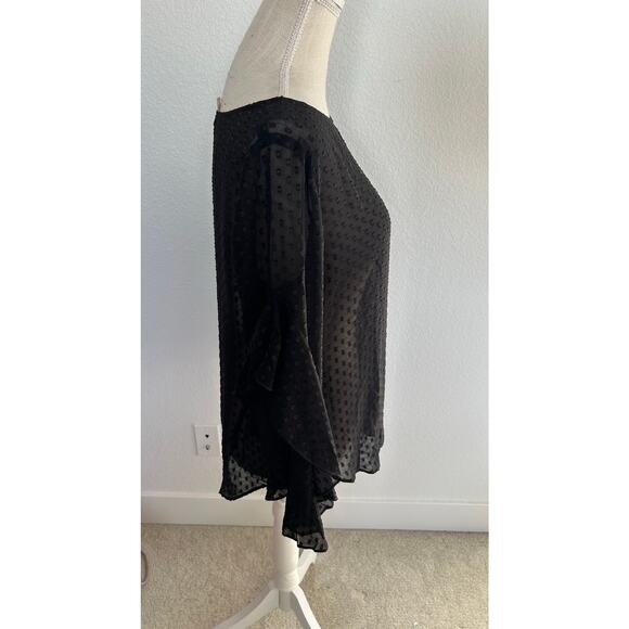 Ann Taylor Swiss Dot Sheer Blouse in Black - S - Picture 3 of 4